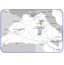 Fährlinien zentrales Mittelmeer